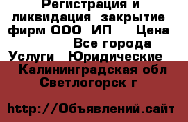 Регистрация и ликвидация (закрытие) фирм ООО, ИП.  › Цена ­ 2 500 - Все города Услуги » Юридические   . Калининградская обл.,Светлогорск г.